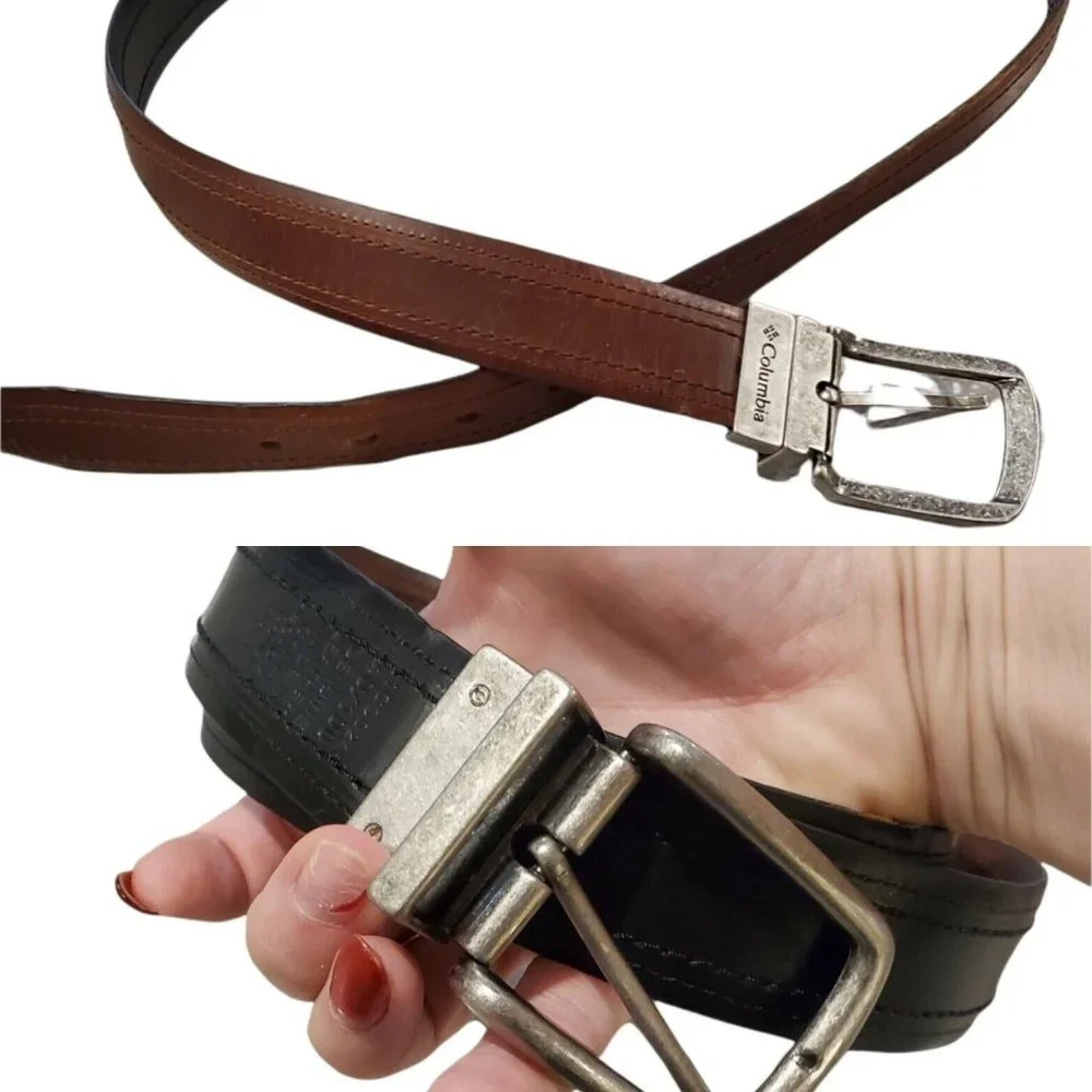 Columbia‎ Mens Reversible Leather Belt Brown Black Fits 37-41